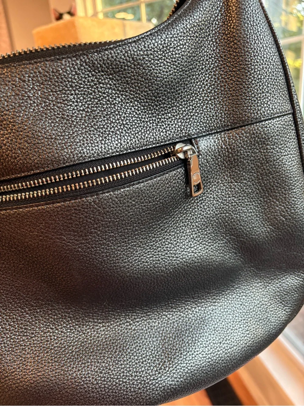 Coach Silver gray Pebbled Leather Hobo Shoulder Bag